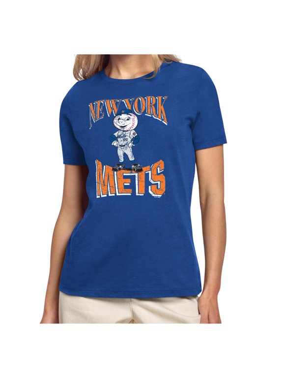 Women's Starter Royal New York Mets Team Motif Mascot T-Shirt