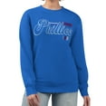 thumbnail image 1 of Women's Starter Royal Philadelphia Phillies Groovy Script Team Fleece Pullover Sweatshirt, 1 of 2