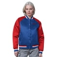 thumbnail image 1 of Women's Starter Royal/Red New England Patriots Satin Full-Snap Vintage Varsity Jacket, 1 of 2