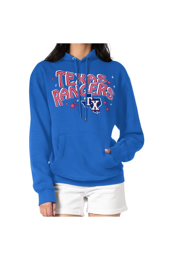 Women's Starter Royal Texas Rangers Fireworks Fleece Tri-Blend Pullover Hoodie