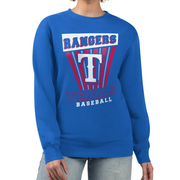 Women's Starter  Royal Texas Rangers Poster Print Pullover Sweatshirt