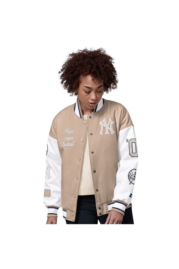 Women's Starter Sand New York Yankees Free Ball Varsity Jacket