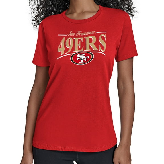 Women's Starter Scarlet San Francisco 49ers Arch Stripe T-Shirt