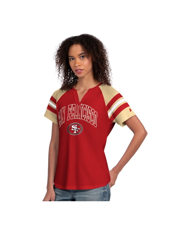 Women's Starter Scarlet San Francisco 49ers Game On Notch Neck Raglan T-Shirt