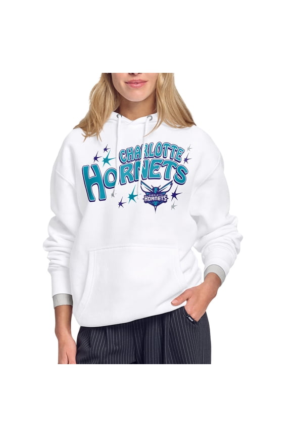Women's Starter White Charlotte Hornets Fireworks Fleece Hoodie