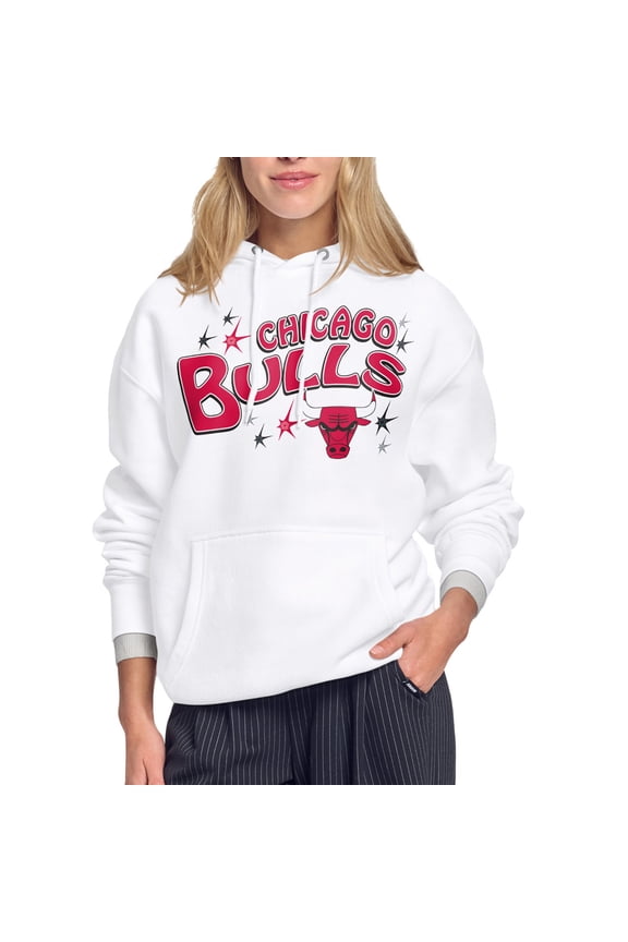 Women's Starter White Chicago Bulls Fireworks Fleece Hoodie