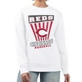 thumbnail image 1 of Women's Starter White Cincinnati Reds Poster Print Team Fleece Pullover Sweatshirt, 1 of 2