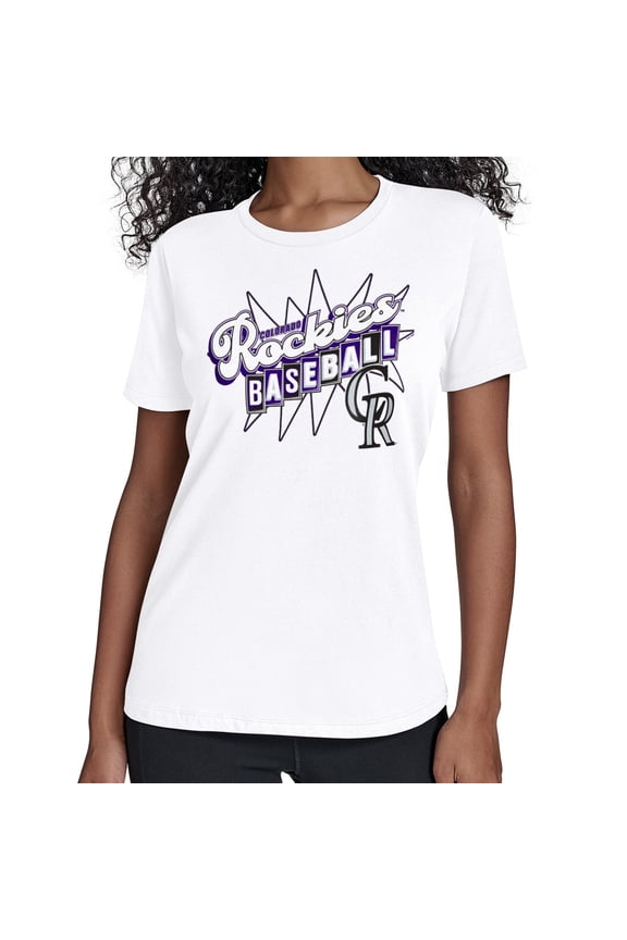 Women's Starter White Colorado Rockies Drive-In T-Shirt
