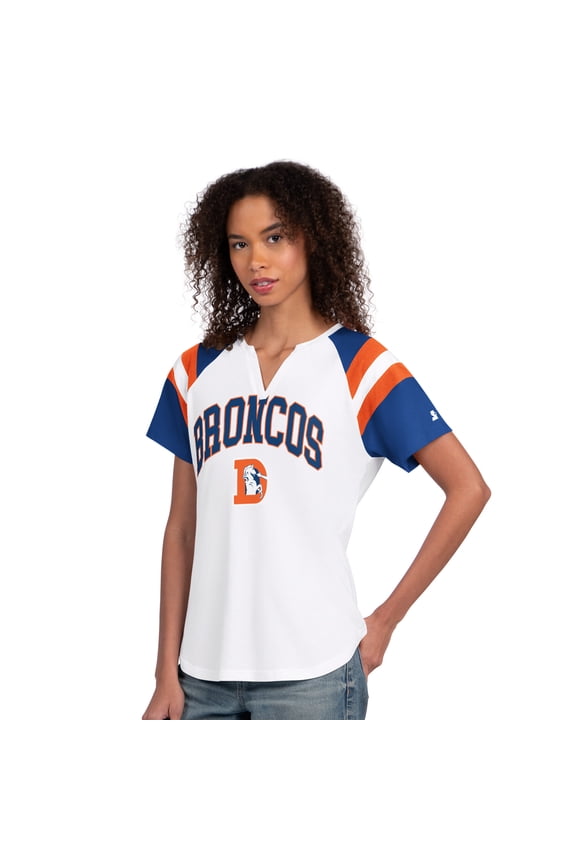 Women's Starter  White Denver Broncos Game On Notch Neck T-Shirt