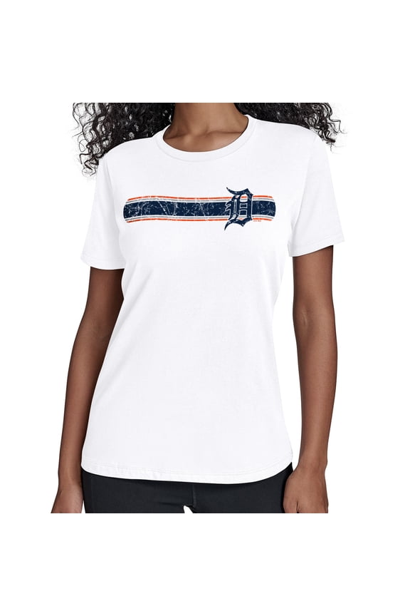 Women's Starter White Detroit Tigers Team Stripe T-Shirt