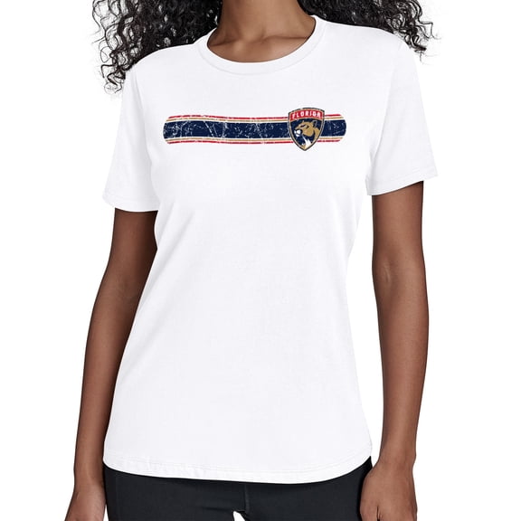 Women's Starter White Florida Panthers Team Stripe T-Shirt