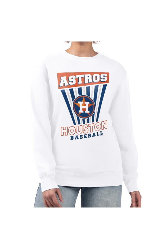 Women's Starter White Houston Astros Poster Print Team Fleece Pullover Sweatshirt