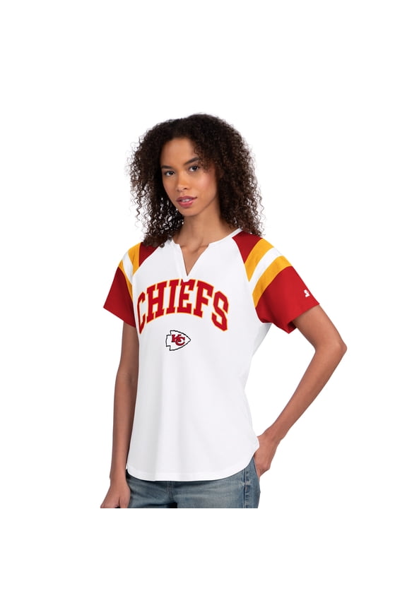 Women's Starter White Kansas City Chiefs Game On Notch Neck T-Shirt