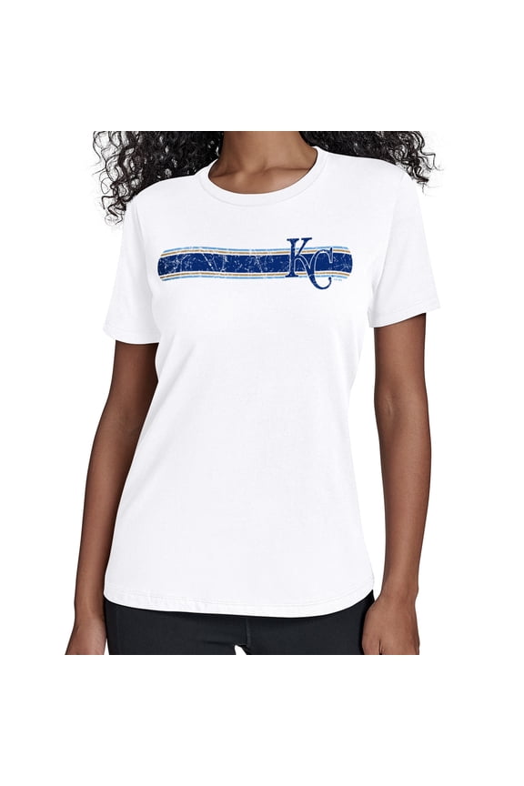 Women's Starter White Kansas City Royals Team Stripe T-Shirt