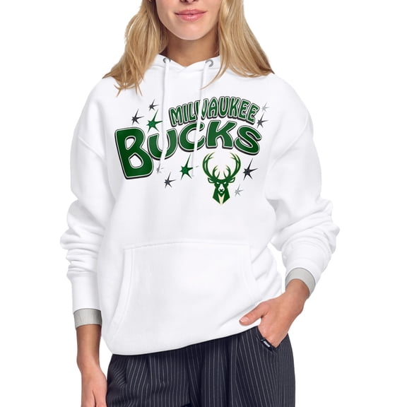 Women's Starter White Milwaukee Bucks Fireworks Fleece Hoodie