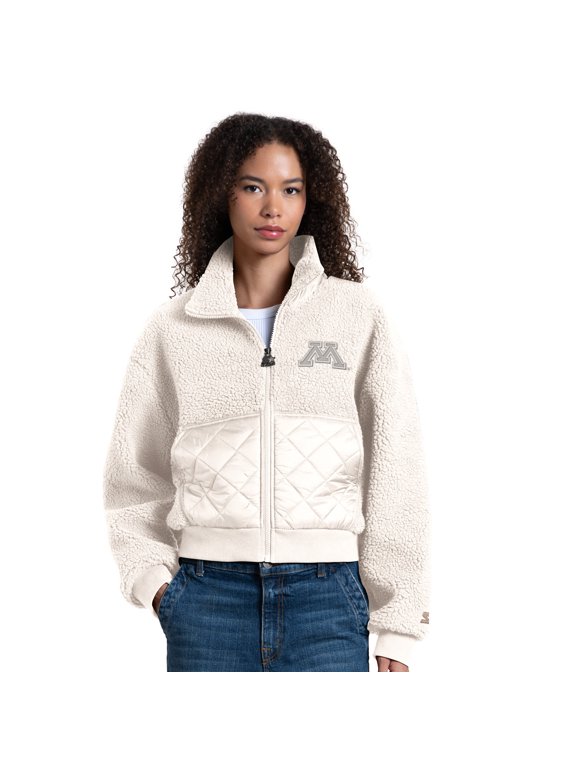 Women's Starter White Minnesota Golden Gophers Journeyman Sherpa Full-Zip Jacket