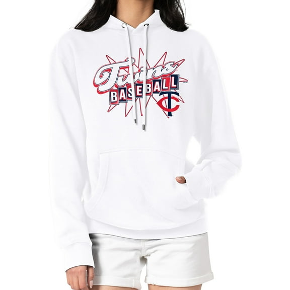 Women's Starter  White Minnesota Twins Drive-In Pullover Hoodie