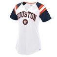 thumbnail image 1 of Women's Starter White/Navy Houston Astros Game On Notch Neck Raglan T-Shirt, 1 of 1