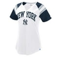 thumbnail image 1 of Women's Starter White/Navy New York Yankees Game On Notch Neck Raglan T-Shirt, 1 of 1
