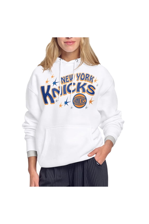 Women's Starter White New York Knicks Fireworks Fleece Hoodie