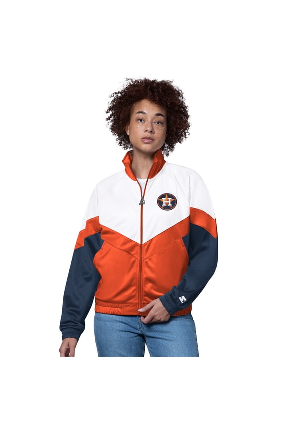 Women's Starter White/Orange Houston Astros Teamwork Raglan Full-Zip Track Jacket