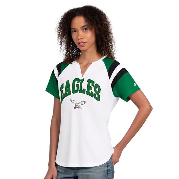 Women's Starter  White Philadelphia Eagles Game On Notch Neck T-Shirt