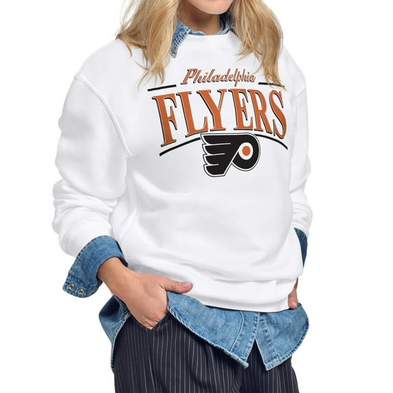 Women's Starter White Philadelphia Flyers Arch Stripe Fleece Sweatshirt
