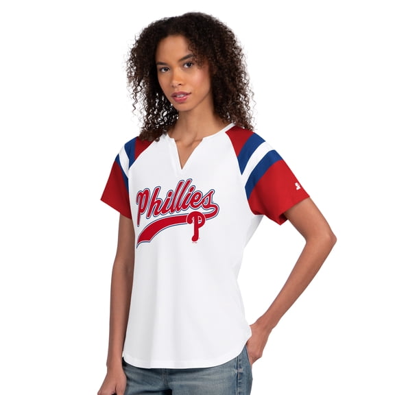 Women's Starter White Philadelphia Phillies Game On Notch Neck Raglan T-Shirt