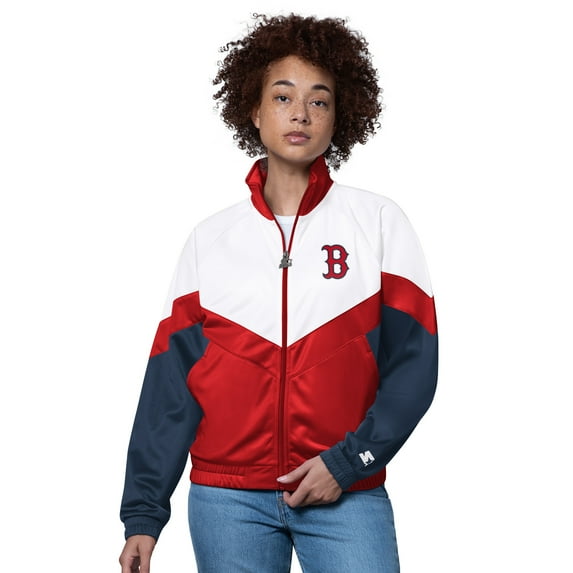 Women's Starter White/Red Boston Red Sox Teamwork Raglan Full-Zip Track Jacket