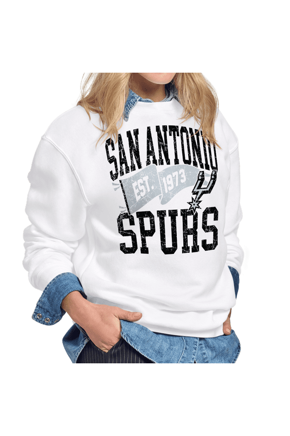 Women's Starter White San Antonio Spurs Pennant Fleece Sweatshirt