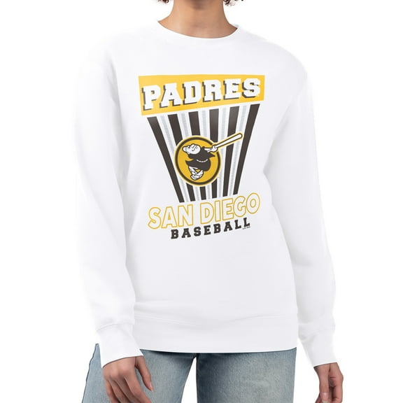 Women's Starter White San Diego Padres Poster Print Team Fleece Pullover Sweatshirt