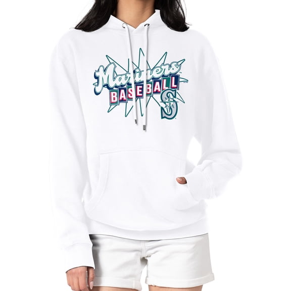 Women's Starter  White Seattle Mariners Drive-In Pullover Hoodie