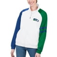 thumbnail image 1 of Women's Starter White Seattle Seahawks Curve Ball Raglan Full-Zip Track Jacket, 1 of 2
