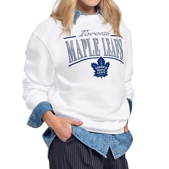 Women's Starter White Toronto Maple Leafs Arch Stripe Fleece Sweatshirt