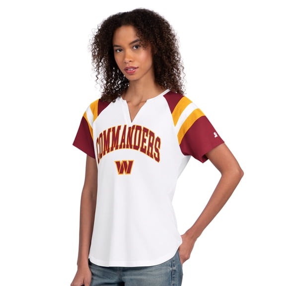Women's Starter  White Washington Commanders Game On Notch Neck T-Shirt