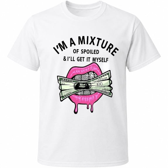 Women’s Statement Graphic T-Shirt, Lips Money Print Cotton Tee