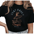 thumbnail image 1 of Women's "Stay Salty Cowgirl" Surfing Cowgirl Graphic T Shirt Vintage Coastal Western Matt 5:12 Short Sleeve Round Neck Top Black S-5XL, 1 of 5