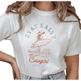 thumbnail image 1 of Women's "Stay Salty Cowgirl" Surfing Cowgirl Graphic T Shirt Vintage Coastal Western Matt 5:12 Short Sleeve Round Neck Top White S-5XL, 1 of 5