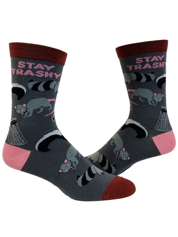 Women's Stay Trashy Socks Funny Garbage Raccoons Sarcastic Novelty Footwear
