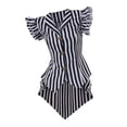 thumbnail image 1 of Women's Steampunk Blouse with Short Sleeves Gothic Victorian Striped Tail Shirt, 1 of 6