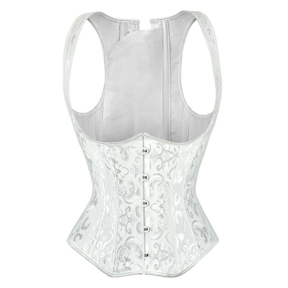 Women's Steampunk Corset Top Womens Faux Leather Renaissance Bustier Corset Vest Underbust Corset Tank Top White Corset M