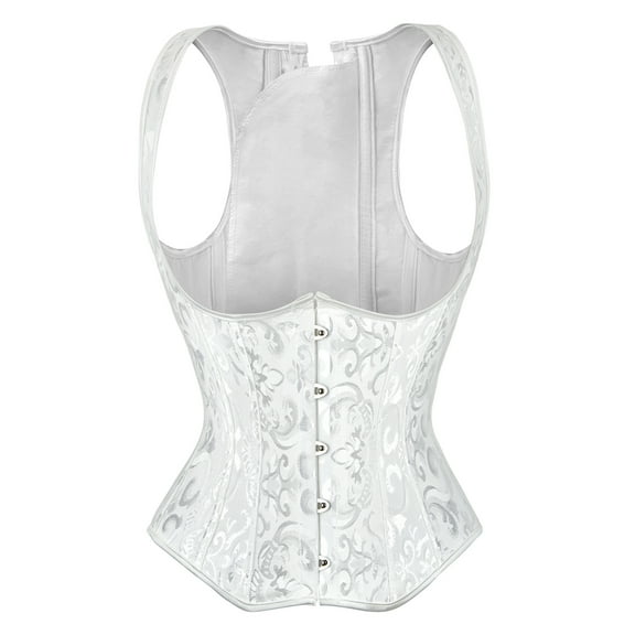 Women's Steampunk Corset Top Womens Faux Leather Renaissance Bustier Corset Vest Underbust Corset Tank Top White Corset S