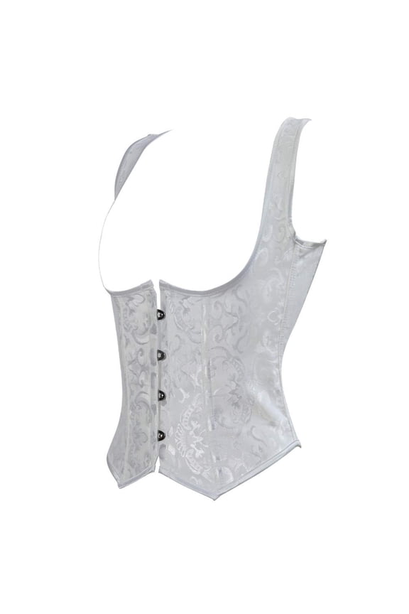 Women's Steampunk Embroidered Tight Shaper Underbust Corset Bustiers Top White 2XL