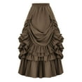 thumbnail image 1 of Women's Steampunk Gothic Wrap Victorian Ruffle Layered Pleated Skirts (Brown XXL), 1 of 3