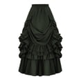 thumbnail image 1 of Women's Steampunk Gothic Wrap Victorian Ruffle Layered Pleated Skirts (Green M), 1 of 3