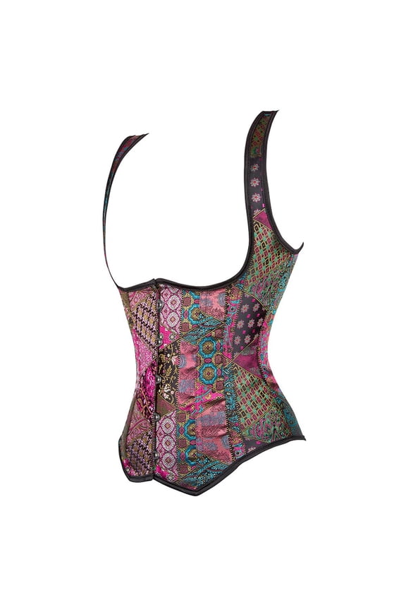 Women's Steampunk Shiny Dancing Underbust Corset Bustiers Top Purple 2XL