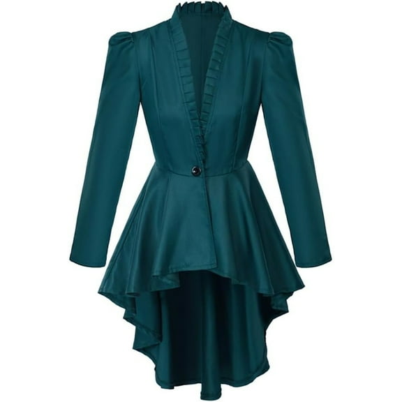 Women's Steampunk Victorian Jacket Coat Medieval Vintage Gothic Tailcoat Long Sleeve Tuxedo Shirt