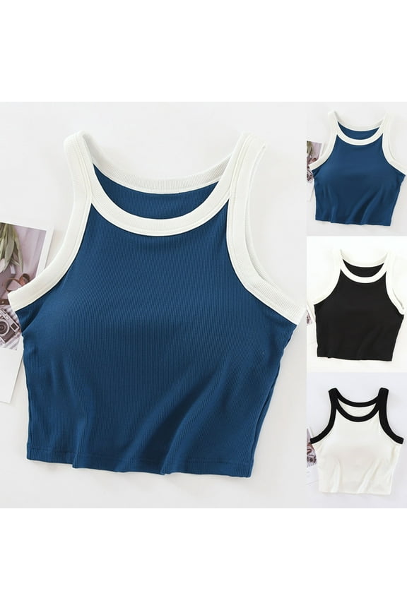 Women's No Steel Ring Underwire Top with Chest Pad High Waist Short Camisole Tank Top for Women Comfortable Seamless Support Casual Summer | CSEONE,White XL