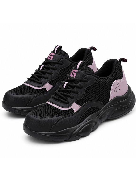 Women's Steel Toe Work Shoes, Puncture-Resistant Knit Mesh Safety Sneakers, US 5.5-8.5