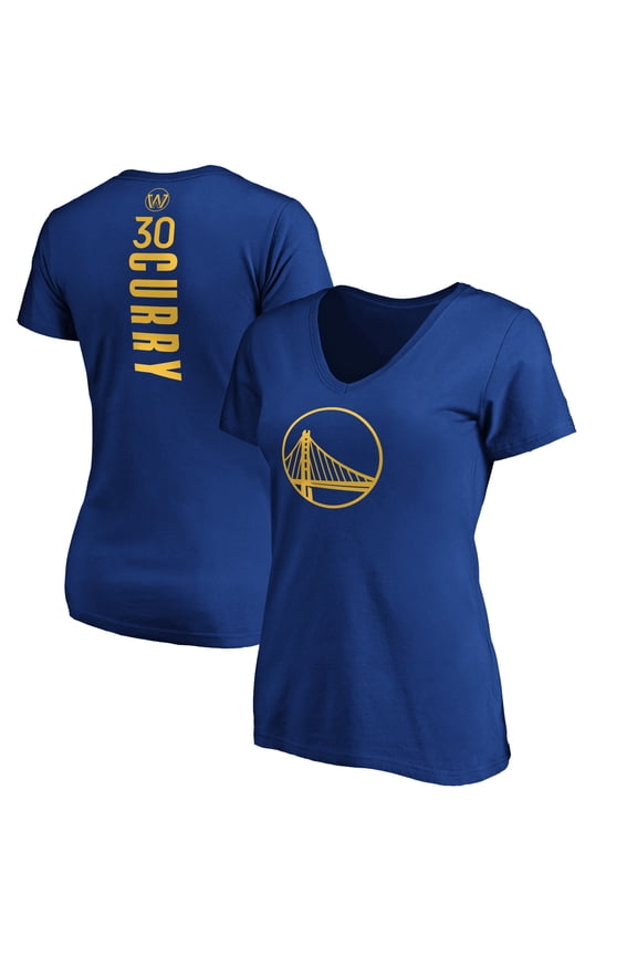 Women's Stephen Curry Royal Golden State Warriors Playmaker Name & Number V-Neck T-Shirt